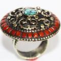 Af 0036 bague afghane ethnique medievale corail turquoise 1