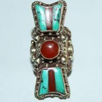 Af 0074 bague afghane ethnique medievale corail turquoise 2 