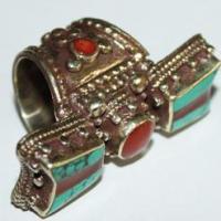 Af 0074 bague afghane ethnique medievale corail turquoise 3