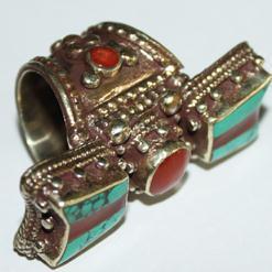 Af 0074 bague afghane ethnique medievale corail turquoise 3