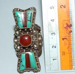 Af 0074 bague afghane ethnique medievale corail turquoise 5