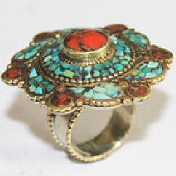 Af 0131 bague afghane ethnique medievale corail turquoise 1 