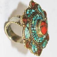 Af 0131 bague afghane ethnique medievale corail turquoise 4 