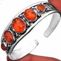 Amb 000 bracelet torque 29gr 5xcabochons ambre baltique miel ovale 10x15mm argent 925