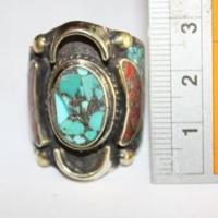 Baf 0018 bague afghane medievale corail turquoise afghanistan argent 5 