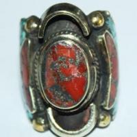 Baf 016 bague afghane medievale corail turquouoise afghanistan argent 2 