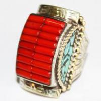 Baf 049 bague chevaliere afghane medievale afghanistan argent corail turquoise 4 