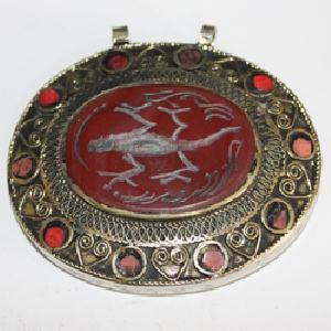 Baf 056 pendentif pendant afghan afghanistan cornaline intaille gecko 59gr 1