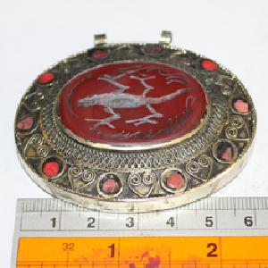 Baf 056 pendentif pendant afghan afghanistan cornaline intaille gecko 59gr 5 