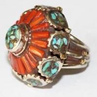 Baf 059 bague afghane corail turquoise argent ethnique 6 