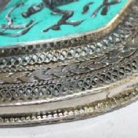 Baf 061 pendentif pendant afghan afghanistan tibet tibetain intaille turquoise crocodile argent 2 