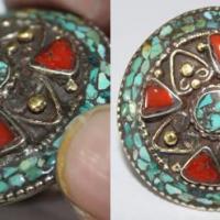 Baf 068 bague afghane medievale afghanistan corail turquoise argent ethnique 2