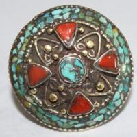 Baf 068 bague afghane medievale afghanistan corail turquoise argent ethnique 4