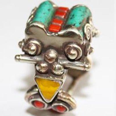 Baf 069 bague t65 19gr afghane afghanistan argent corail turquoise 1