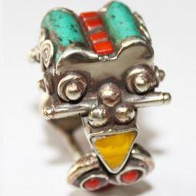 Baf 069 bague t65 19gr afghane afghanistan argent corail turquoise 2