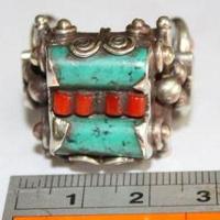 Baf 069 bague t65 19gr afghane afghanistan argent corail turquoise 4 1