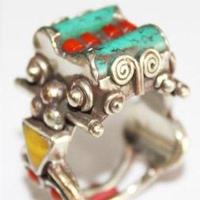 Baf 069 bague t65 19gr afghane afghanistan argent corail turquoise 5 1