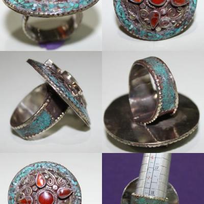 Baf 088 bague afghane afghanistan argent medievale turquoise cornaline 3 