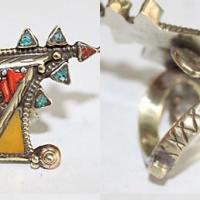 Baf 099 bague afghane afghanistan argent turquoise cocrail ambre ethnique 4