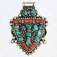 Baf 129 pendentif pendant afghan afghanistan 60mm corail turquoisei argent ethnique 5 