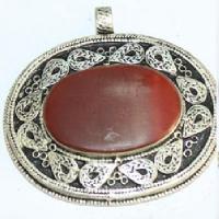 Baf 154 pendentif pendant afghan afghanistan 50mm cornaline argent ethnique 1