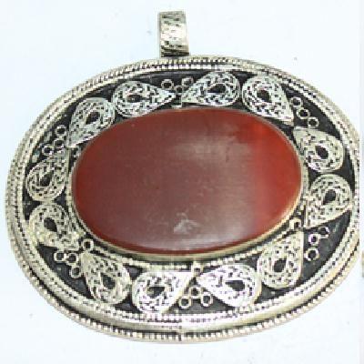 Baf 154 pendentif pendant afghan afghanistan 50mm cornaline argent ethnique 1