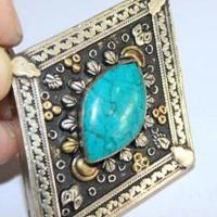 Baf 157 pendentif pendant afghan afghanistan 60x70mm turquoisei argent ethnique 3 