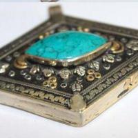 Baf 157 pendentif pendant afghan afghanistan 60x70mm turquoisei argent ethnique 5 