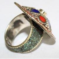 Baf 161 bague t62 14gr afghane afghanistan argent corail lapis lazuli 2 