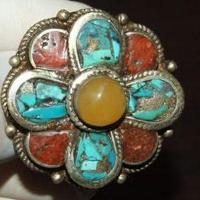 Baf 170 bague t60 30gr afghane afghanistan argent corail turquoise ethnique 5 