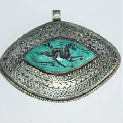 Baf 171 pendentif pendant afghan afghanistan 50x65mm turquoisei argent ethnique 3 