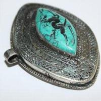 Baf 171 pendentif pendant afghan afghanistan 50x65mm turquoisei argent ethnique 2 