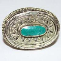 Baf 173 bague chevaliere t59 19gr afghane afghanistan argent turquoise ethnique 2 