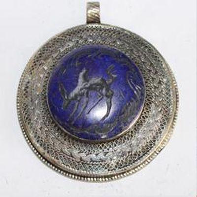 Baf 214 pendentif pendant afghan afghanistan 60mm lapis lazuli argent ethnique 1