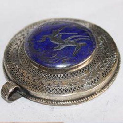 Baf 214 pendentif pendant afghan afghanistan 60mm lapis lazuli argent ethnique 2