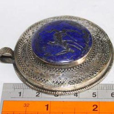 Baf 214 pendentif pendant afghan afghanistan 60mm lapis lazuli argent ethnique 4