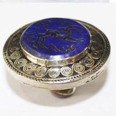 Baf 222 bague sceau t63 46gr afghane afghanistan argent lapis lazuli ethnique intaille gazelle 2