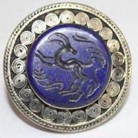 Baf 222 bague sceau t63 46gr afghane afghanistan argent lapis lazuli ethnique intaille gazelle 3