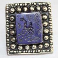 Baf 223 bague sceau t59 46gr afghane afghanistan argent lapis lazuli ethnique intaille cheval 2 
