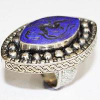 Baf 225 bague sceau t60 46gr afghane afghanistan argent lapis lazuli ethnique intaille cheval 1 1