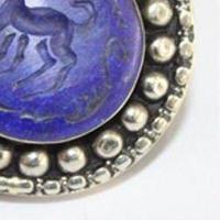 Baf 228 bague sceau t57 48gr afghane afghanistan argent ethnique lapis lazuli gazelle 3 