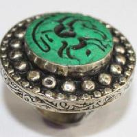 Baf 233 bague sceau t57 46gr afghane afghanistan argent turquoise intaille antilope 1 