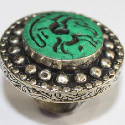 Baf 233 bague sceau t57 46gr afghane afghanistan argent turquoise intaille antilope 1