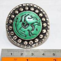 Baf 233 bague sceau t57 46gr afghane afghanistan argent turquoise intaille antilope 2 