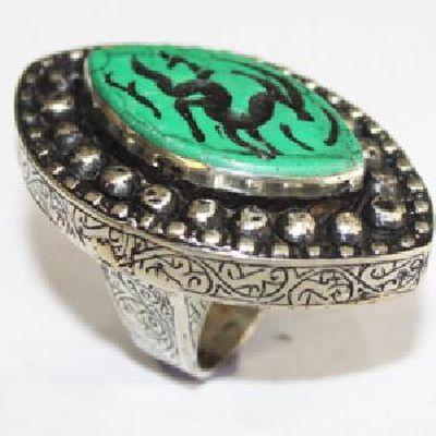 Baf 235 bague sceau t59 48gr afghane afghanistan argent turquoise intaille antilope 1