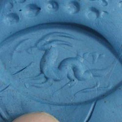 Baf 235 bague sceau t59 48gr afghane afghanistan argent turquoise intaille antilope 5 