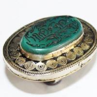 Baf 236 bague chevaliere afghanne bijou afghanistan onyx vert intaille coran 1 