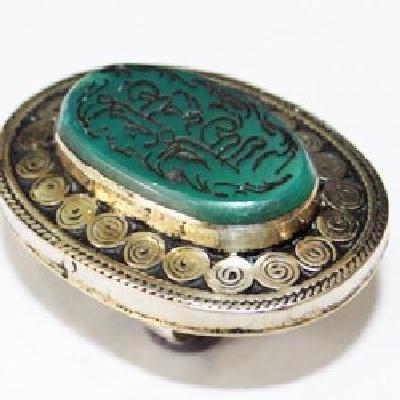 Baf 236 bague chevaliere afghanne t59 bijou afghanistan onyx vert intaille coran 2