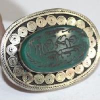 Baf 236 bague chevaliere afghanne t59 bijou afghanistan onyx vert intaille coran 3 