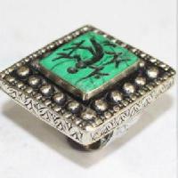 Baf 240 bague sceau t57 46gr afghane afghanistan argent turquoise intaille lezard 1 